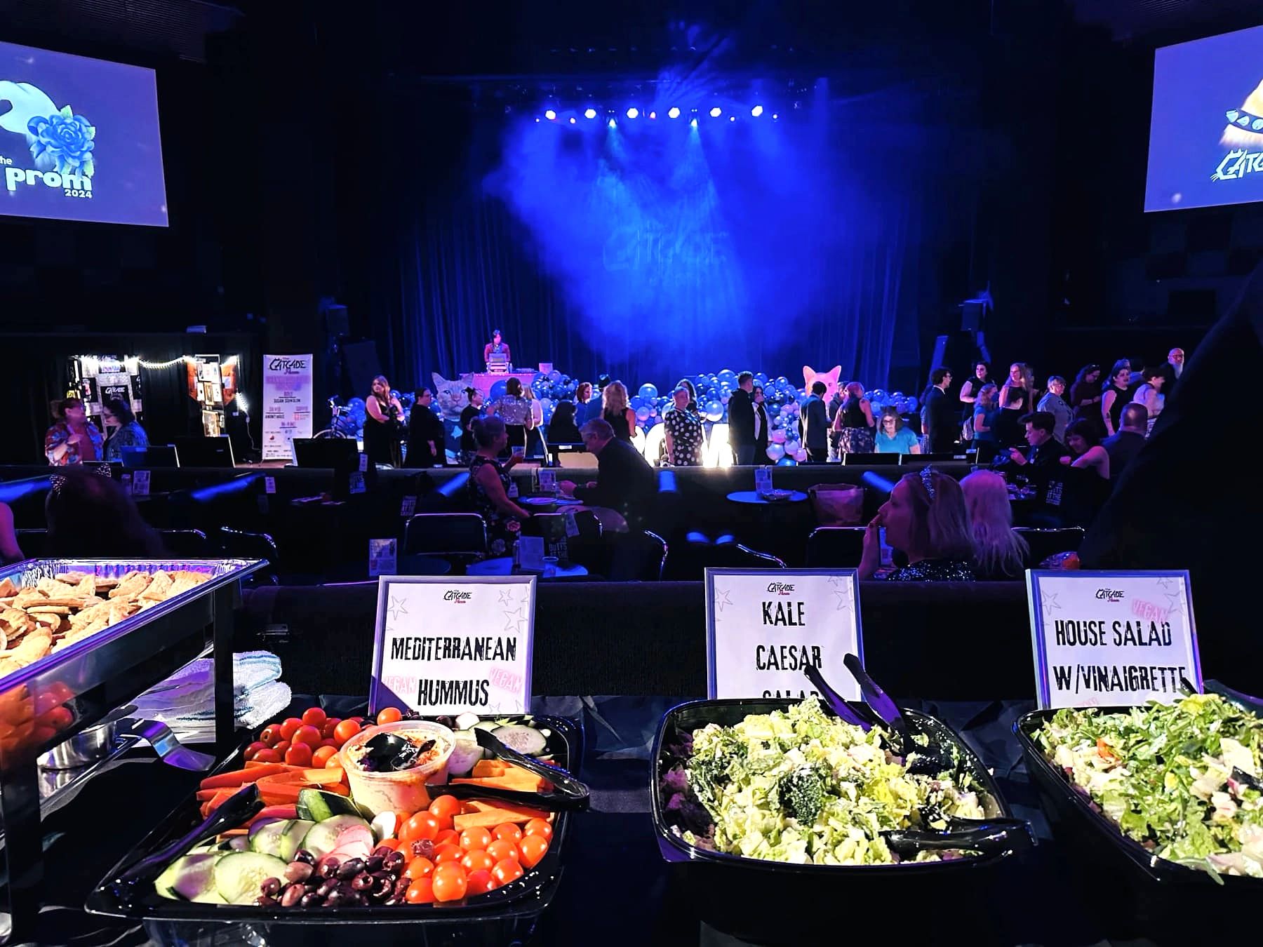Buffet table set with Gino’s East catering platters
