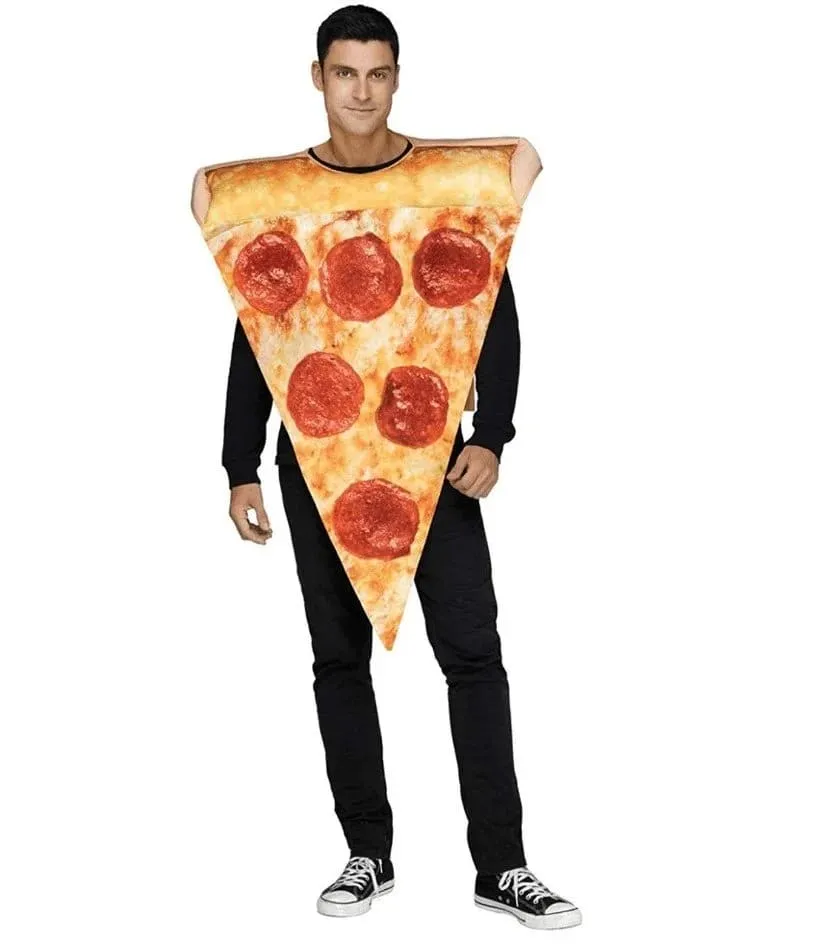 Person in pepperoni pizza costume