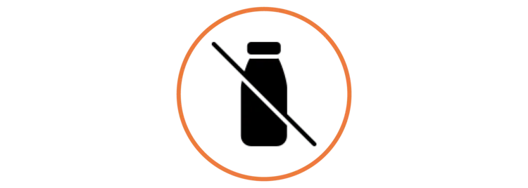 Circle with bottle icon crossed out in orange circle