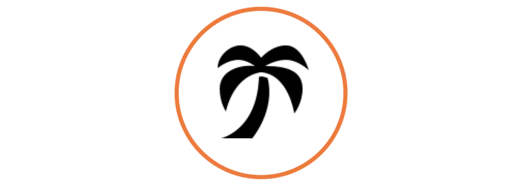 Palm tree logo icon in orange circle