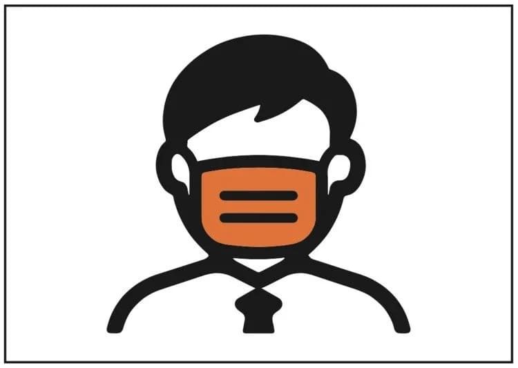 Illustrated icon of a person wearing a face mask, representing Gino’s East COVID-19 safety guidelines