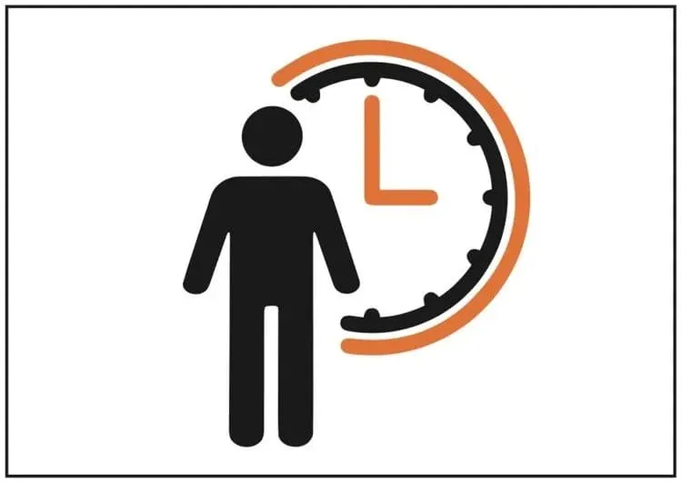 Person icon next to clock indicating wait time