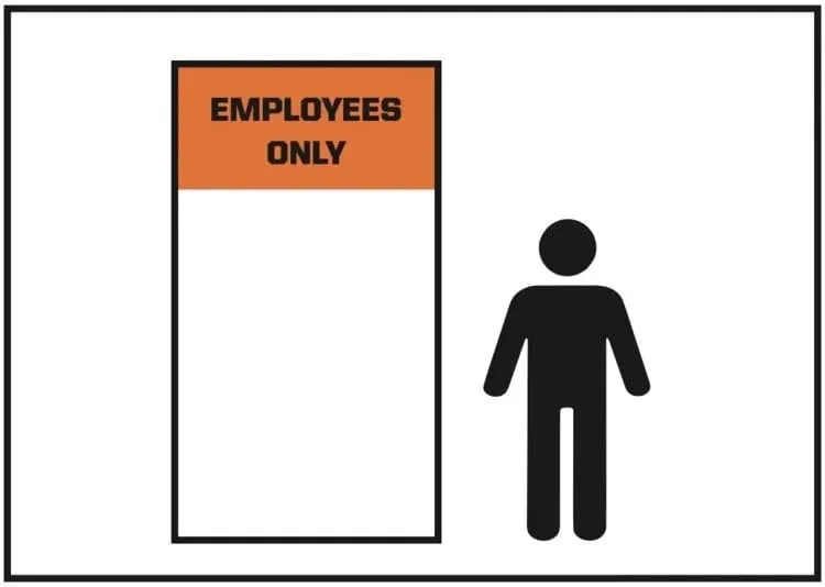 Employees only restricted area sign with silhouette figure icon