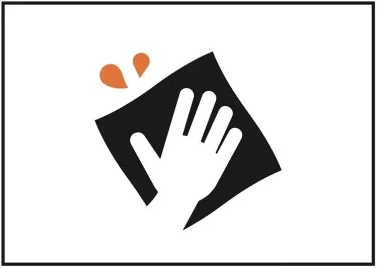 Hand wiping surface icon with droplets
