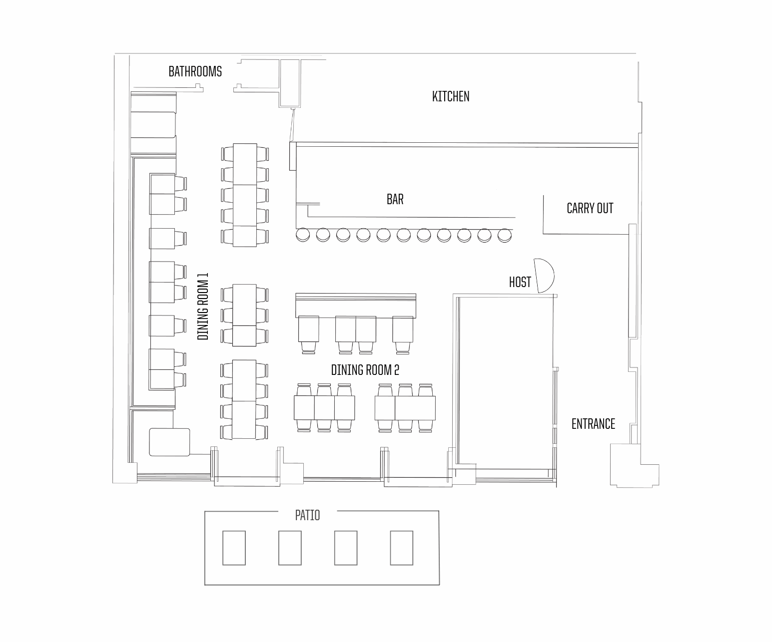 Floor plan for Gino's East South Loop