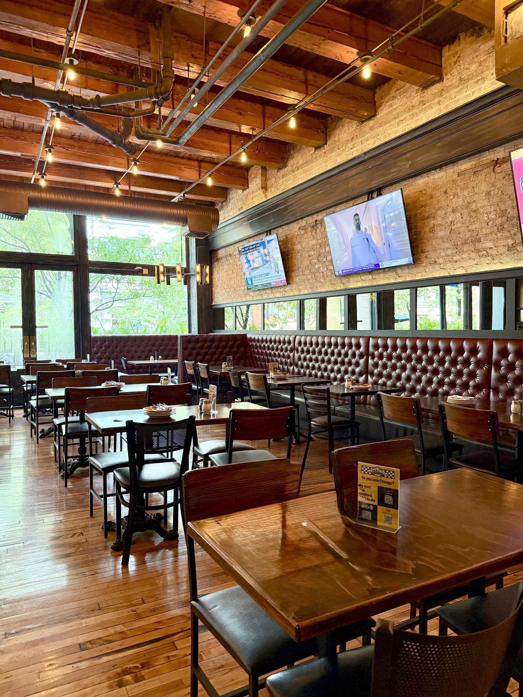 The main dining room, set for service