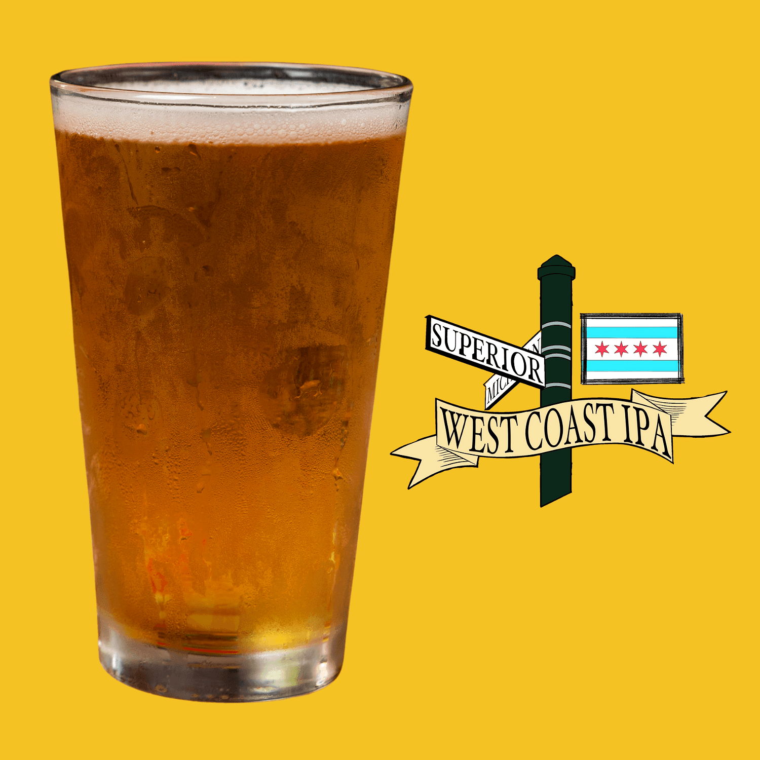A pint of amber-coloured Superior West Coast IPA